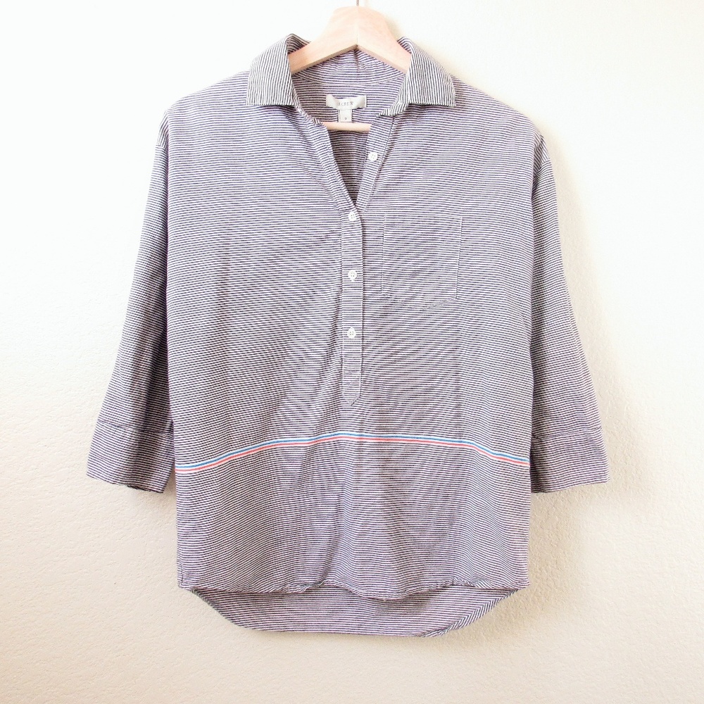 J.Crew • 3/4 Sleeve Striped Button Blouse